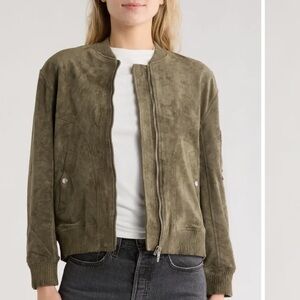 Blank NYC Khaki faux Suede Bomber Jacket